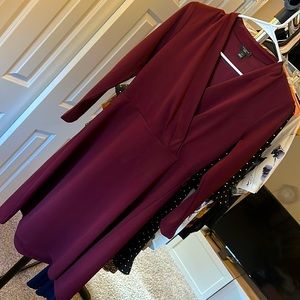 Ann Taylor Factory Petite Cross Top Dress, Maroon/Purple Size Small SP Like New